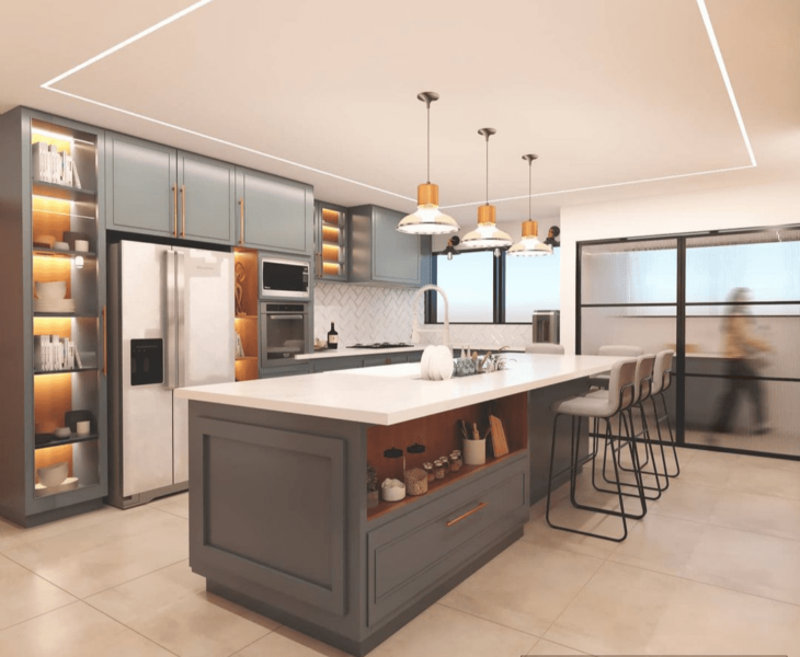 A Ilha como Ponto Focal: Cores Vibrantes e Acabamentos Marcantes - inspiração 1