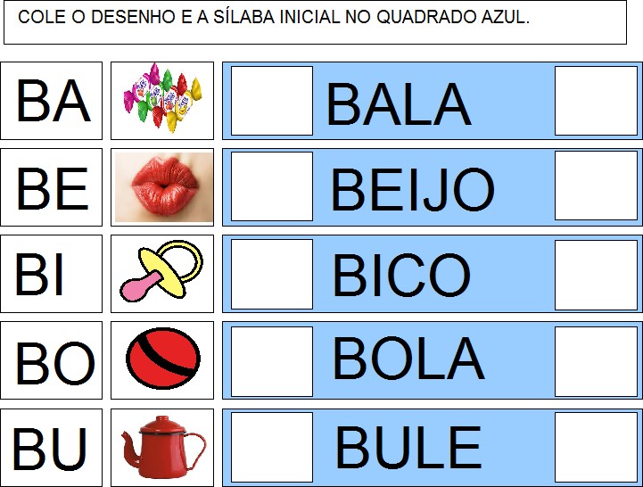 palavras com b para crianças