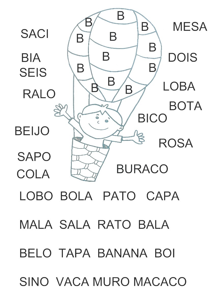 palavras com b para alfabetização