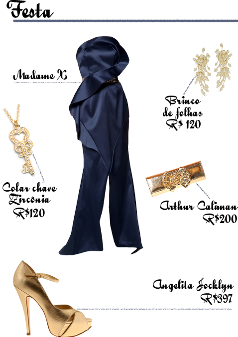 joia para vestido azul marinho