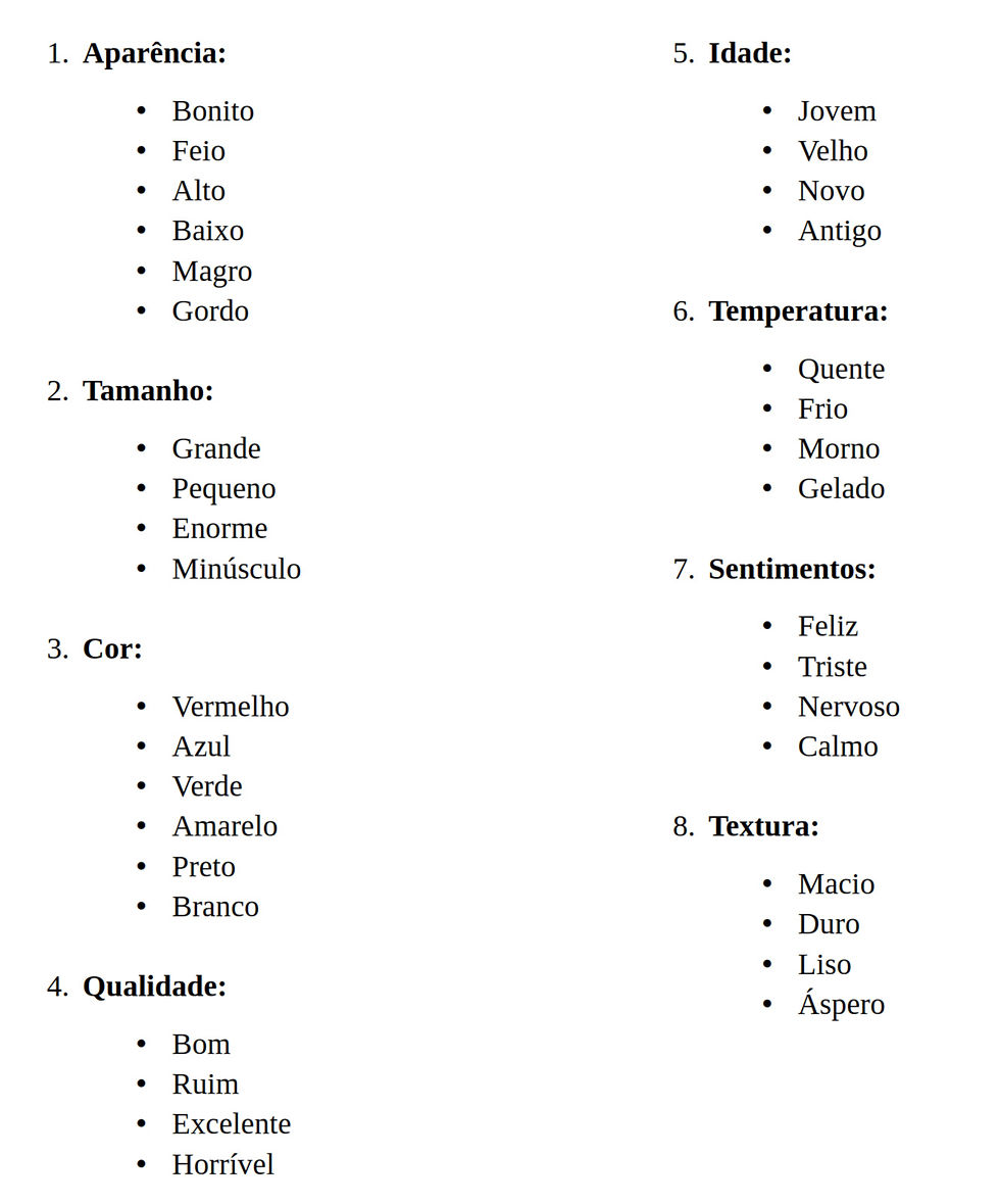 adjetivos com a letra e