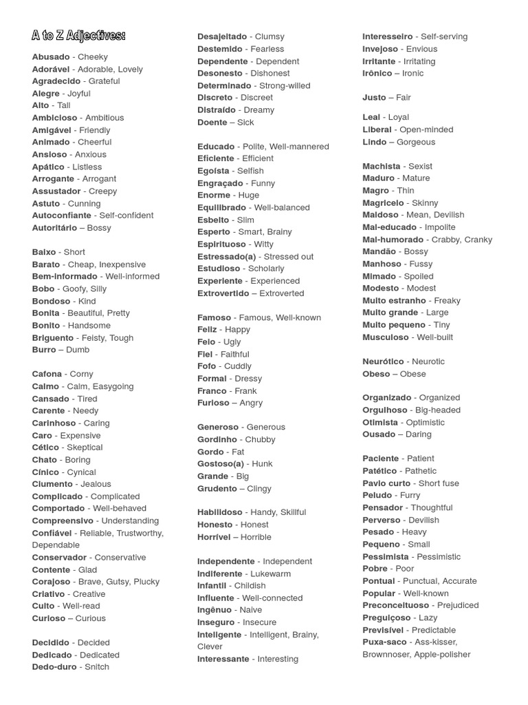 adjetivos em inglês para sentimentos