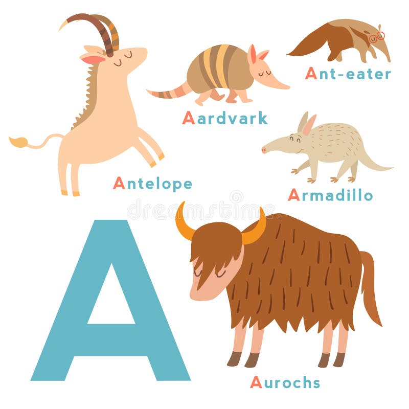 animais que começam com A em inglês