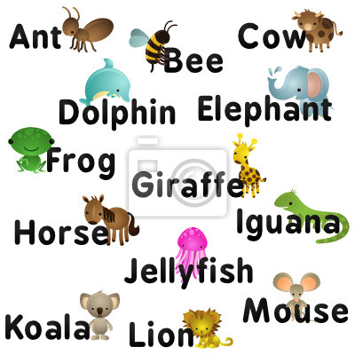 nomes de animais em inglês com A