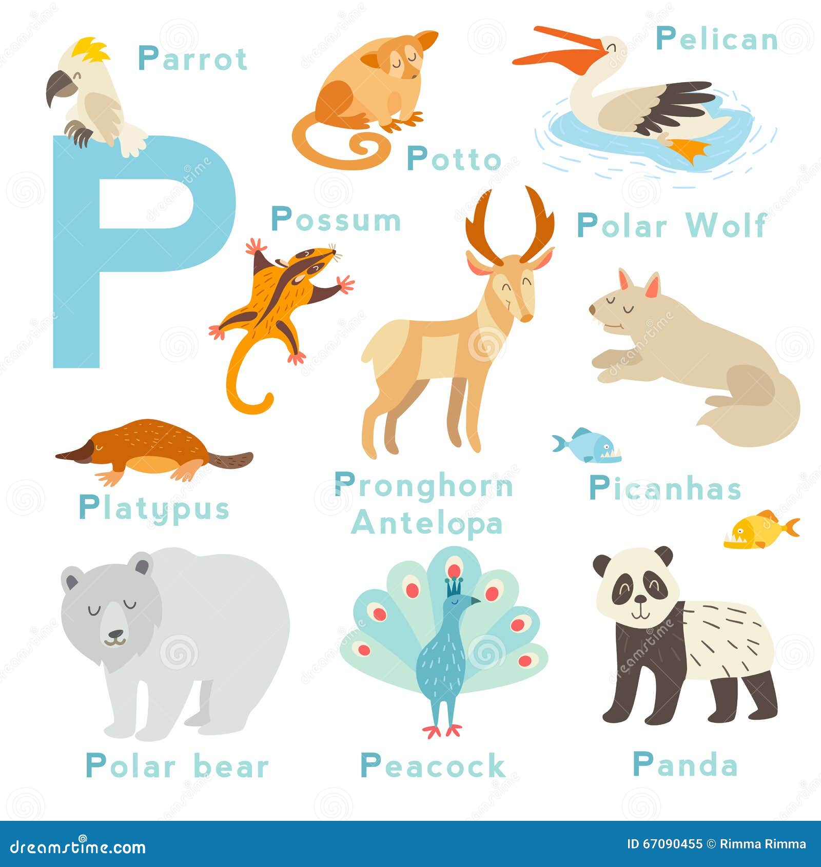 animais que começam com P em inglês