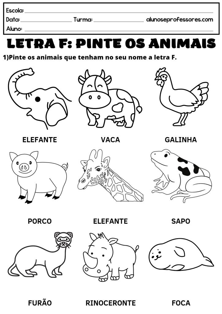 lista de animais com F