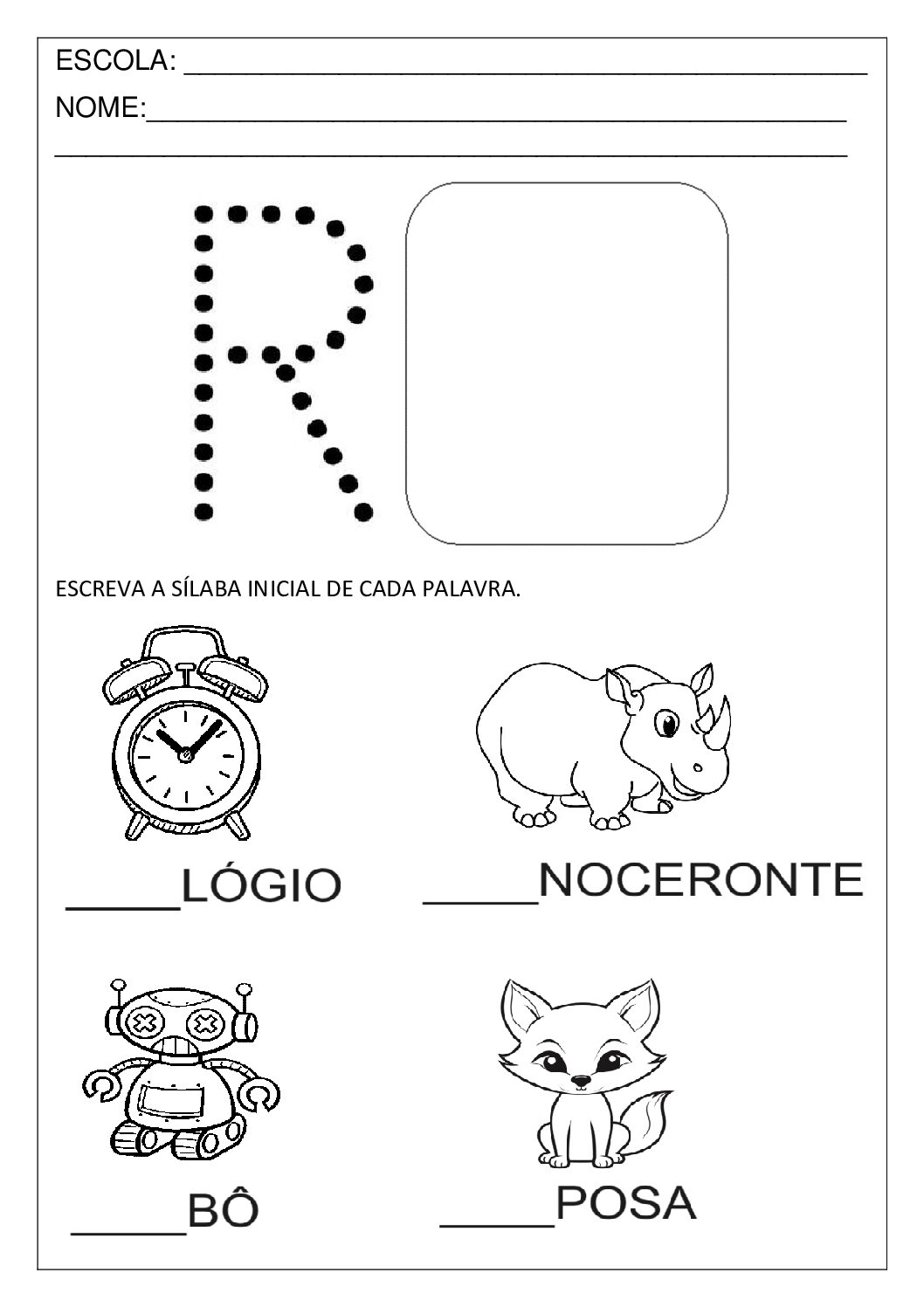 lista de animais com a letra R