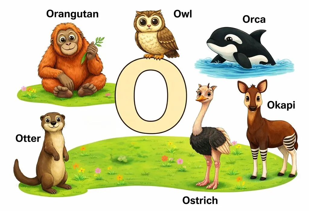 animais selvagens com a letra o