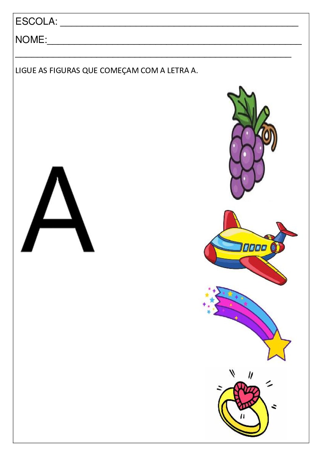 atividade com a letra a para educação infantil