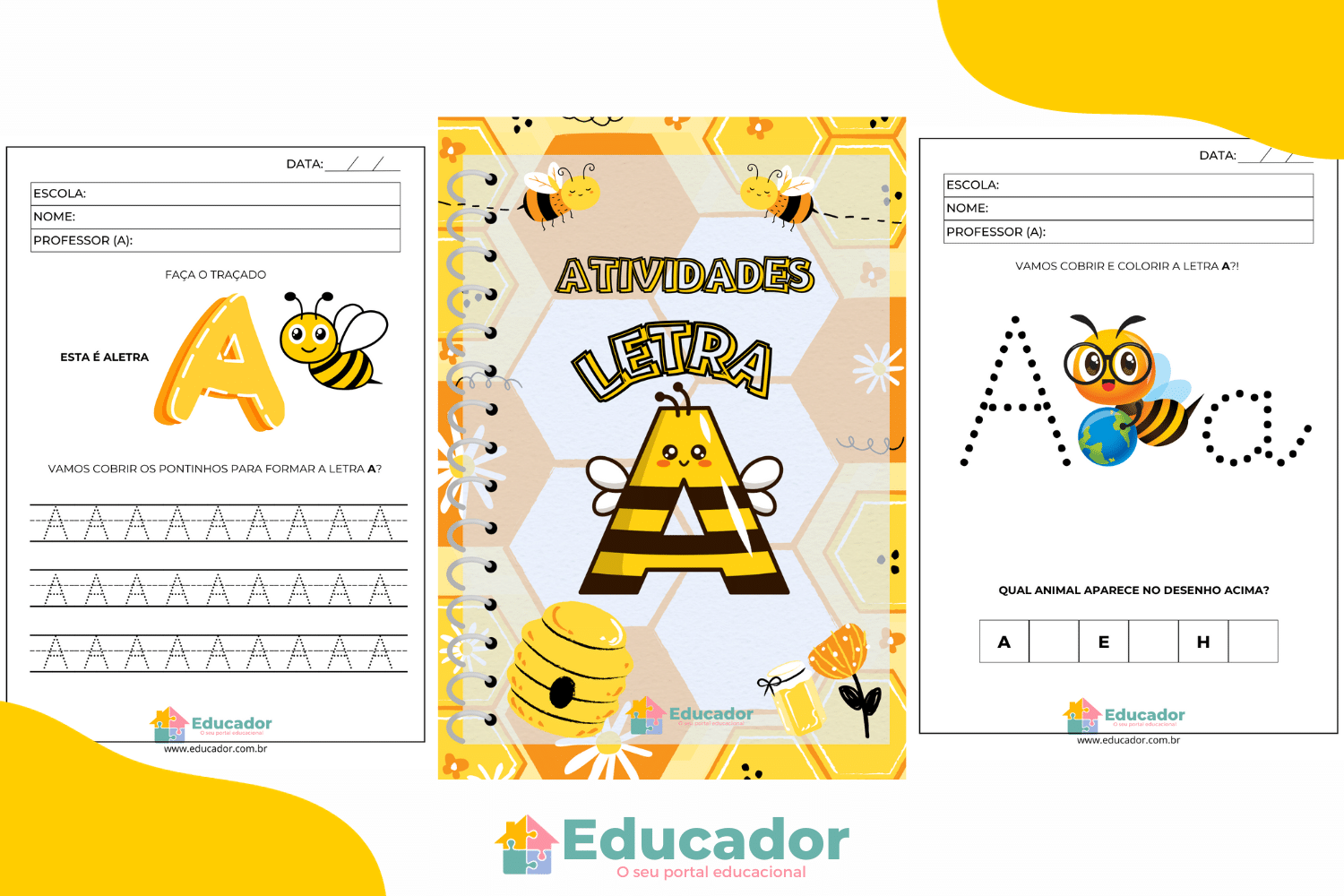 atividades com a letra A vs. atividades com outras vogais