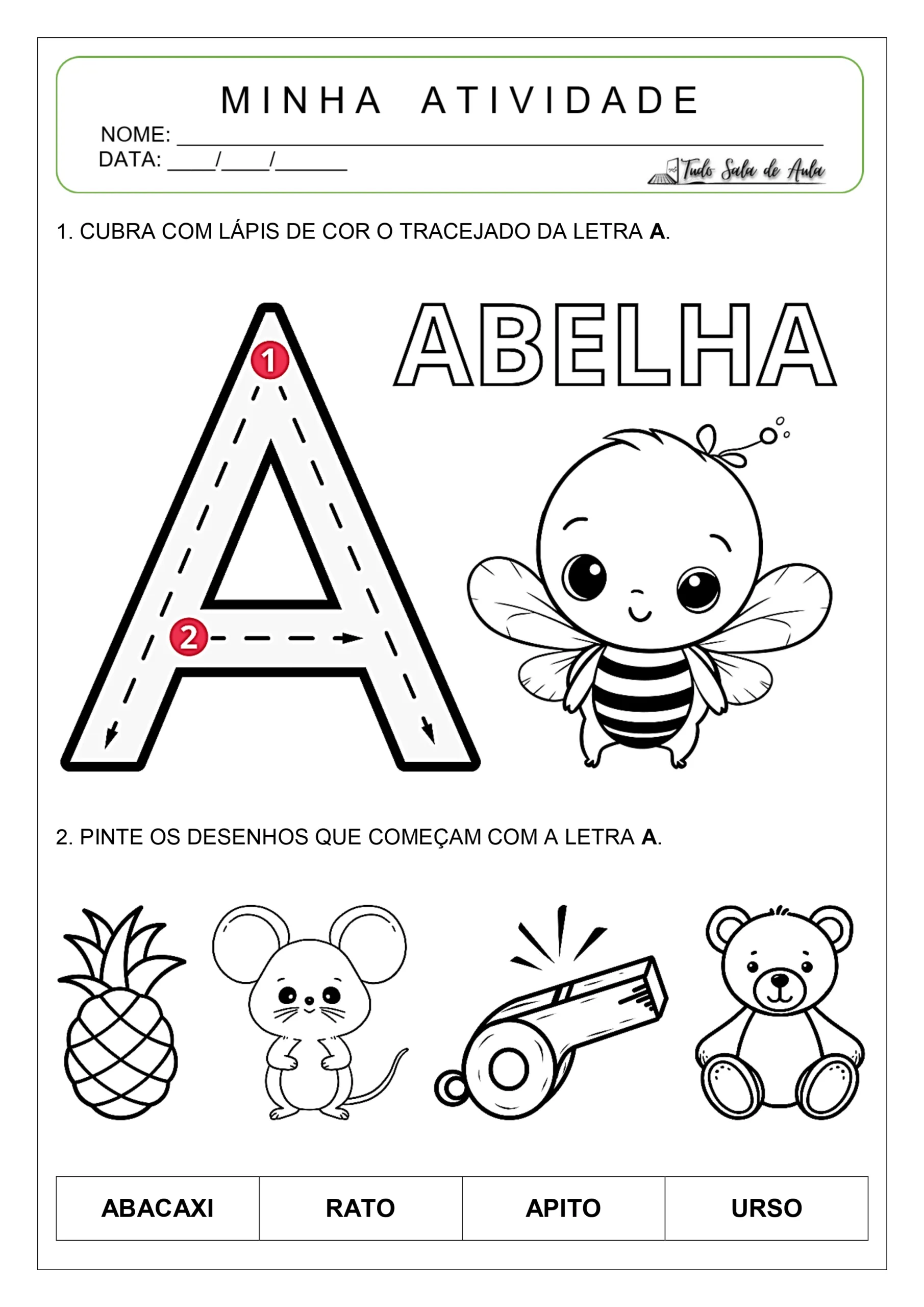 como usar a letra A em atividades de contação de histórias