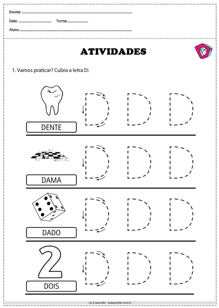 letra d para pré-escola