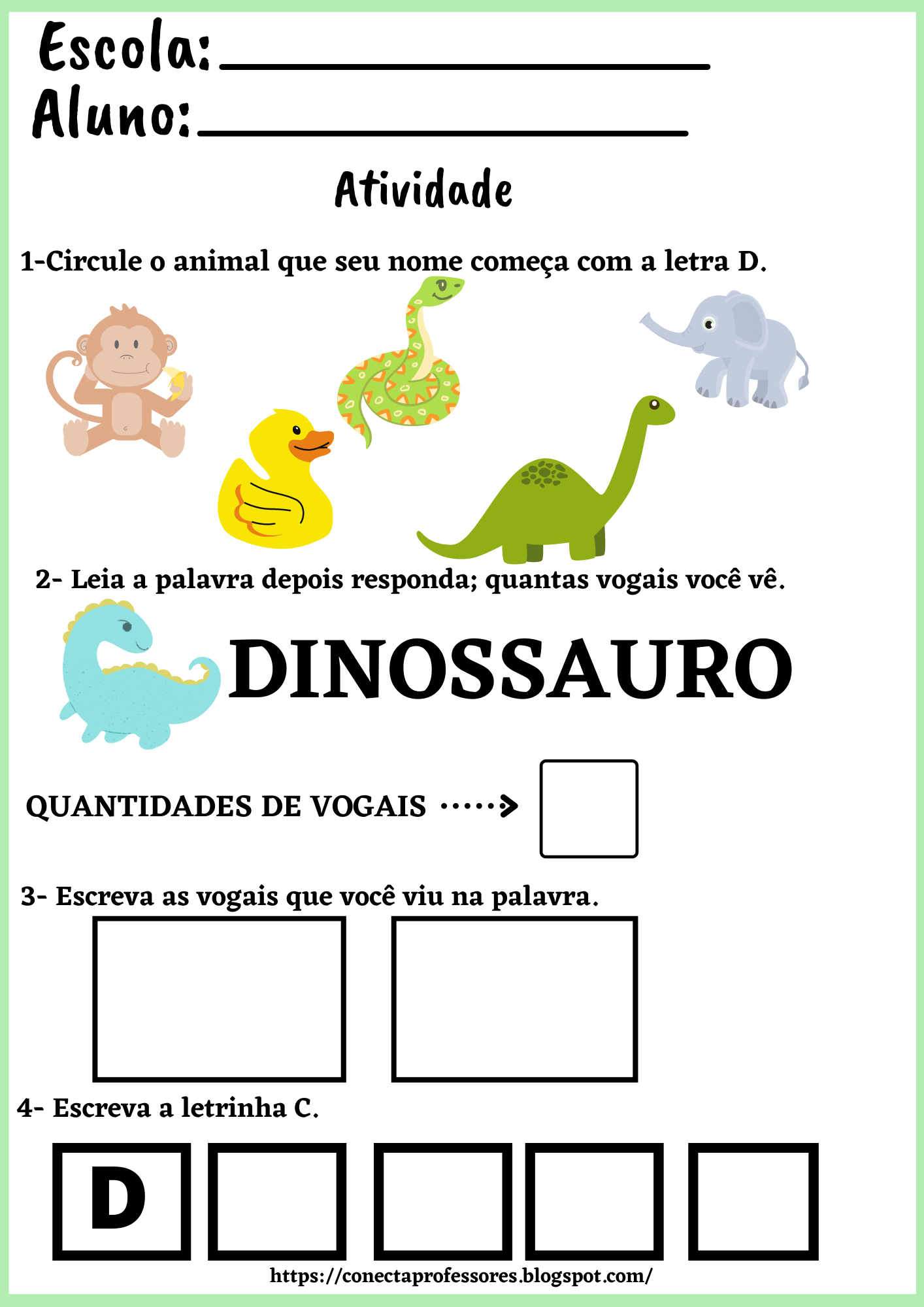 dinossauro letra d atividade