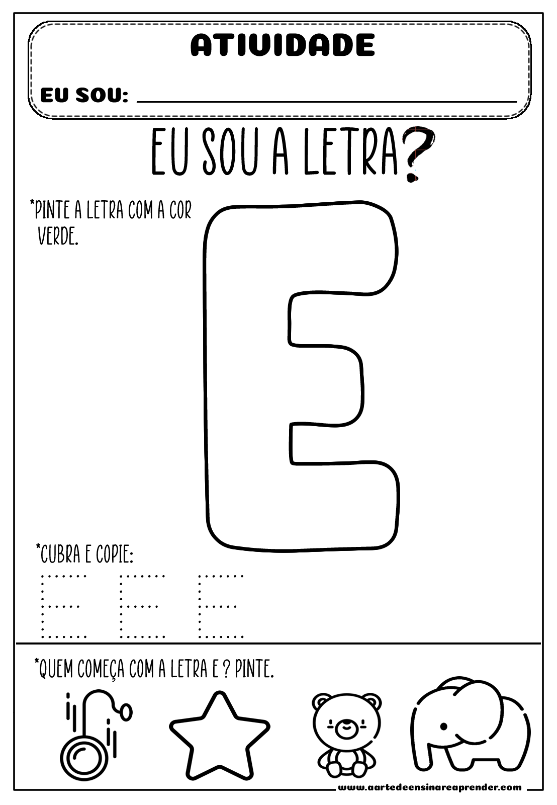 atividades vogal E educação infantil
