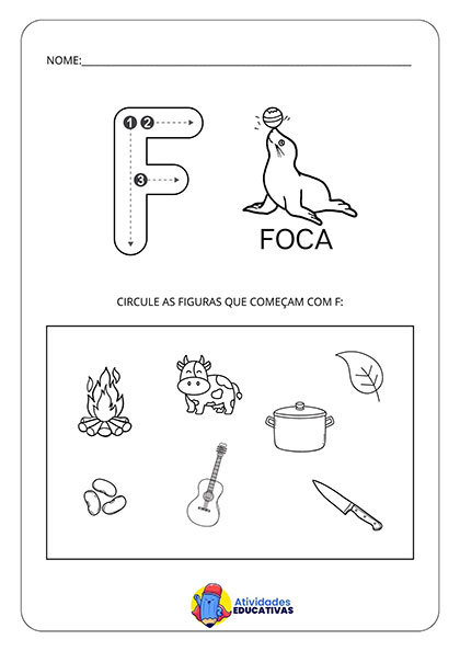 alfabetização letra f atividades