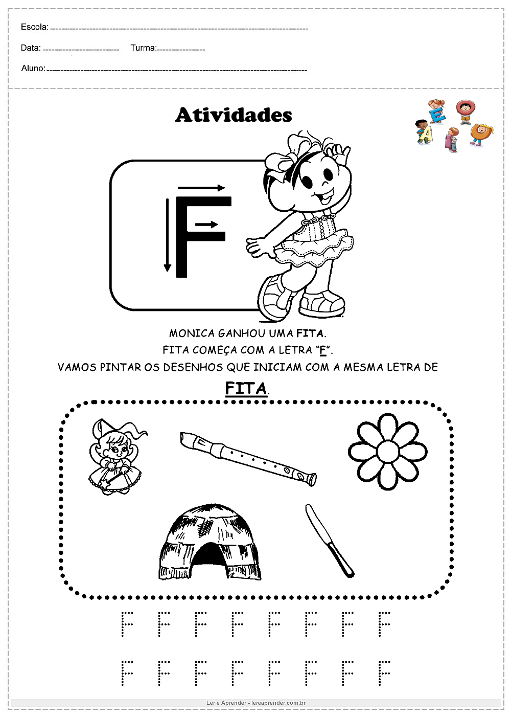 atividades de coordenação motora letra f