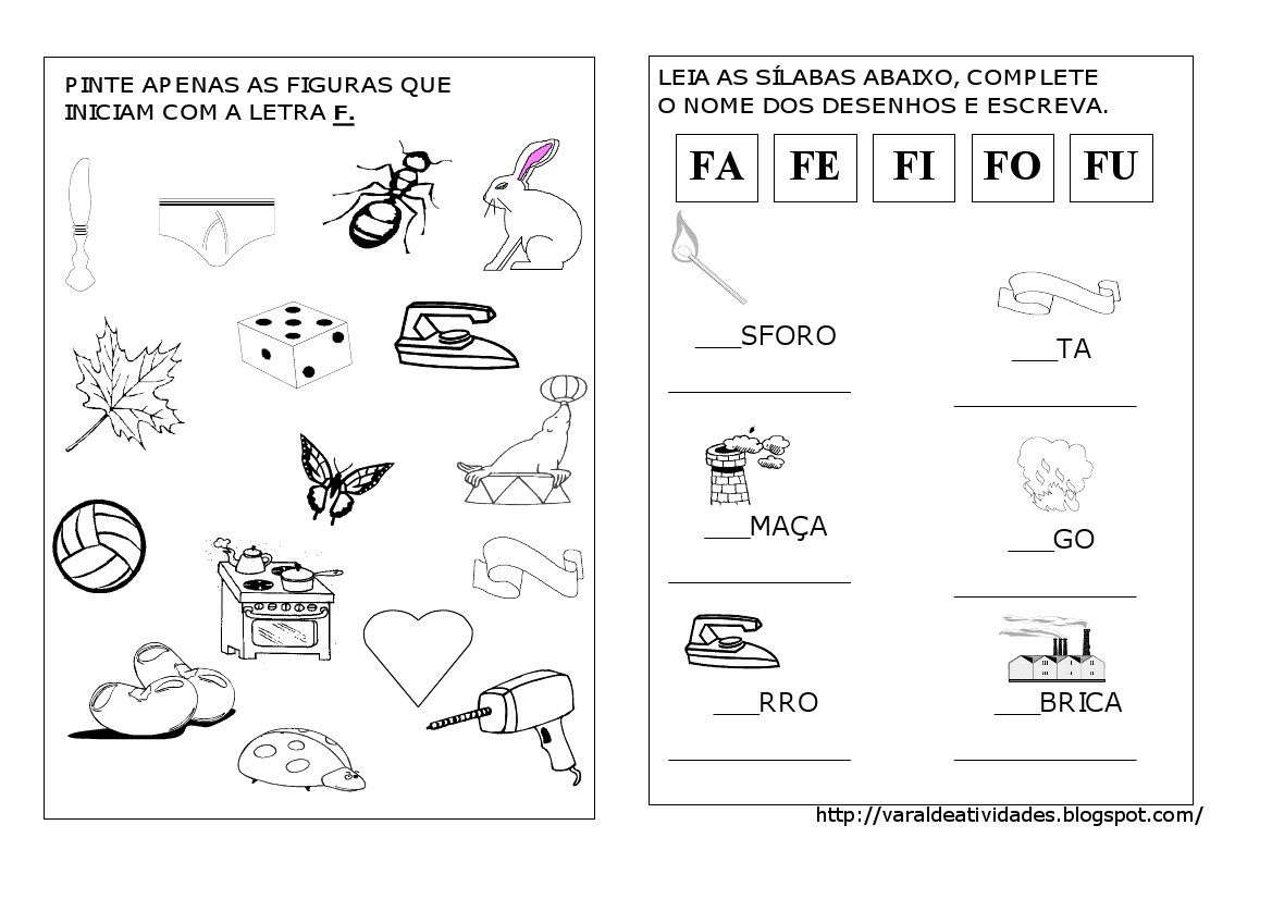 desenhos da letra f para colorir