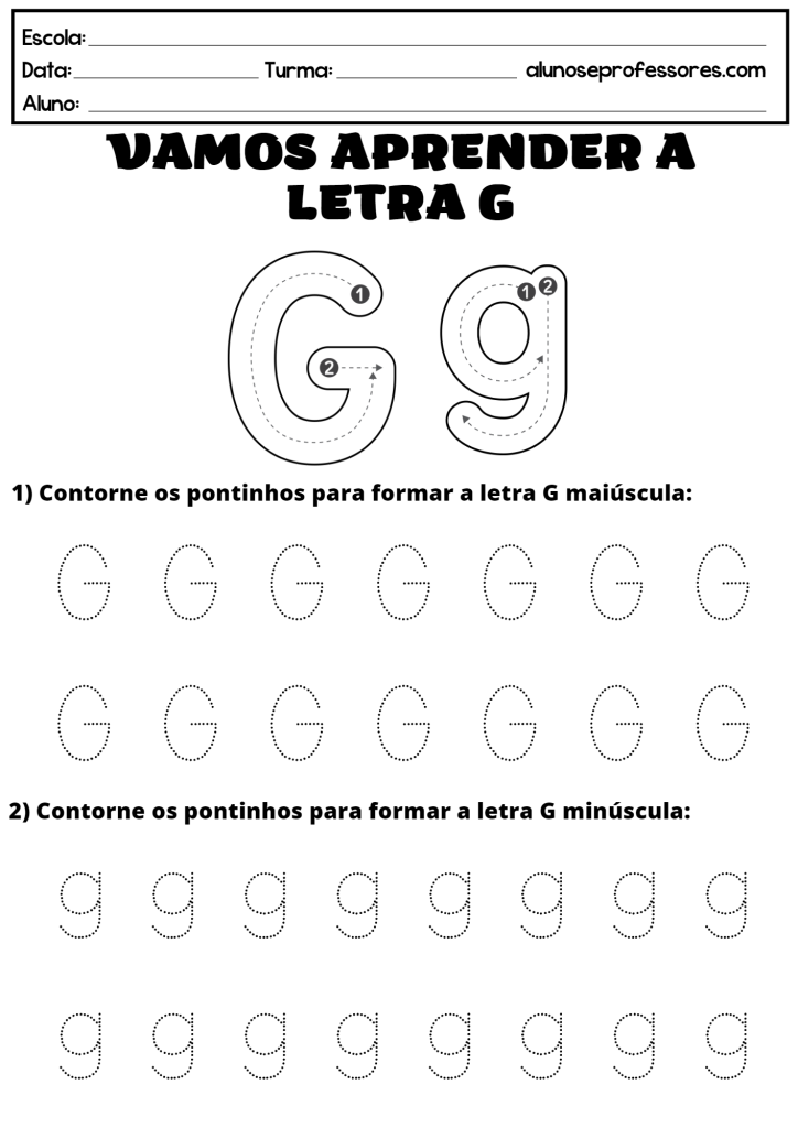 atividades letra g para imprimir