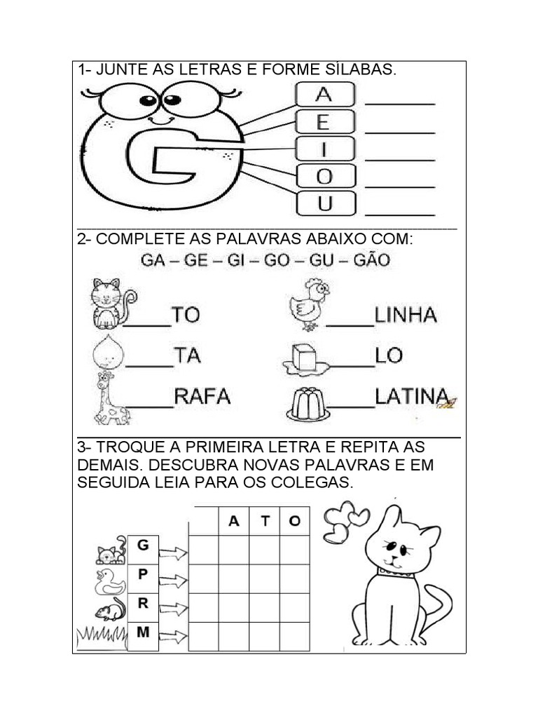 som da letra g atividades