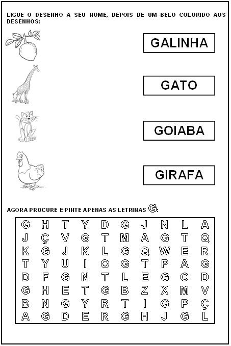 jogos com a letra g para alfabetizar