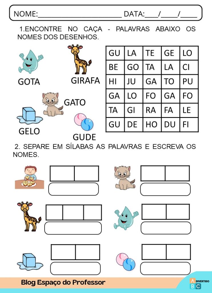 atividades com g forte e g suave