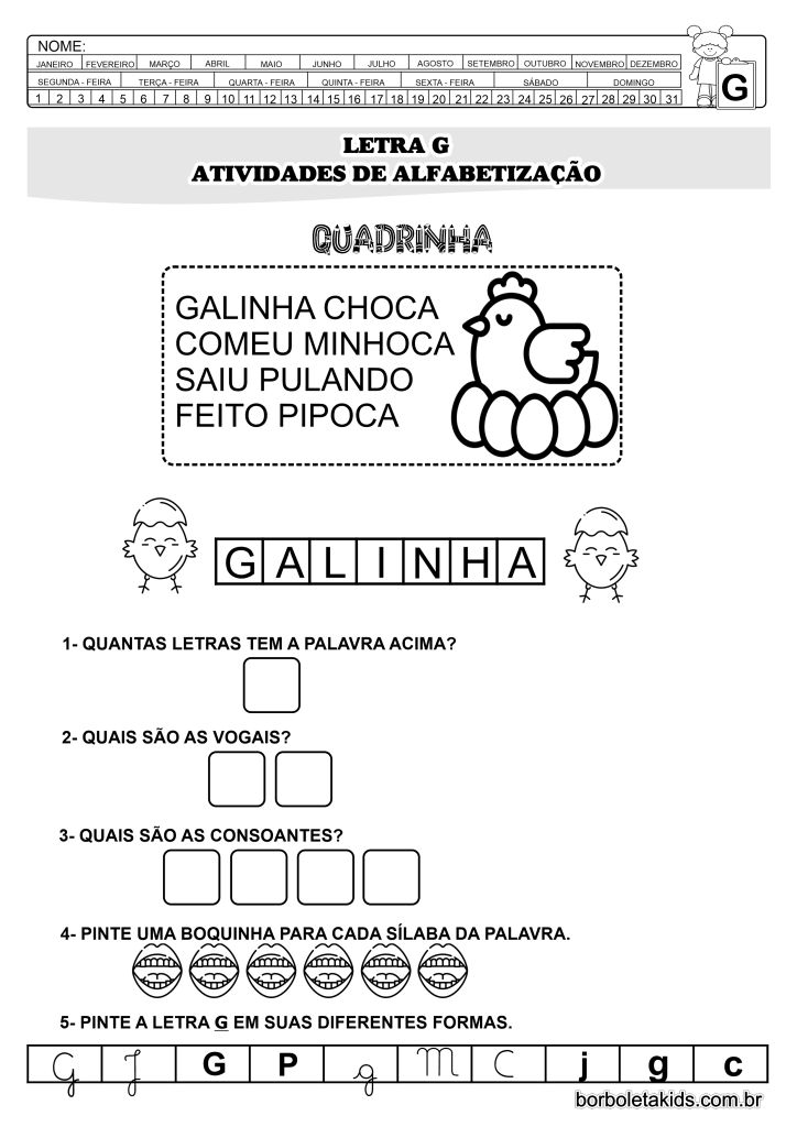 jogos com a letra g para alfabetizar