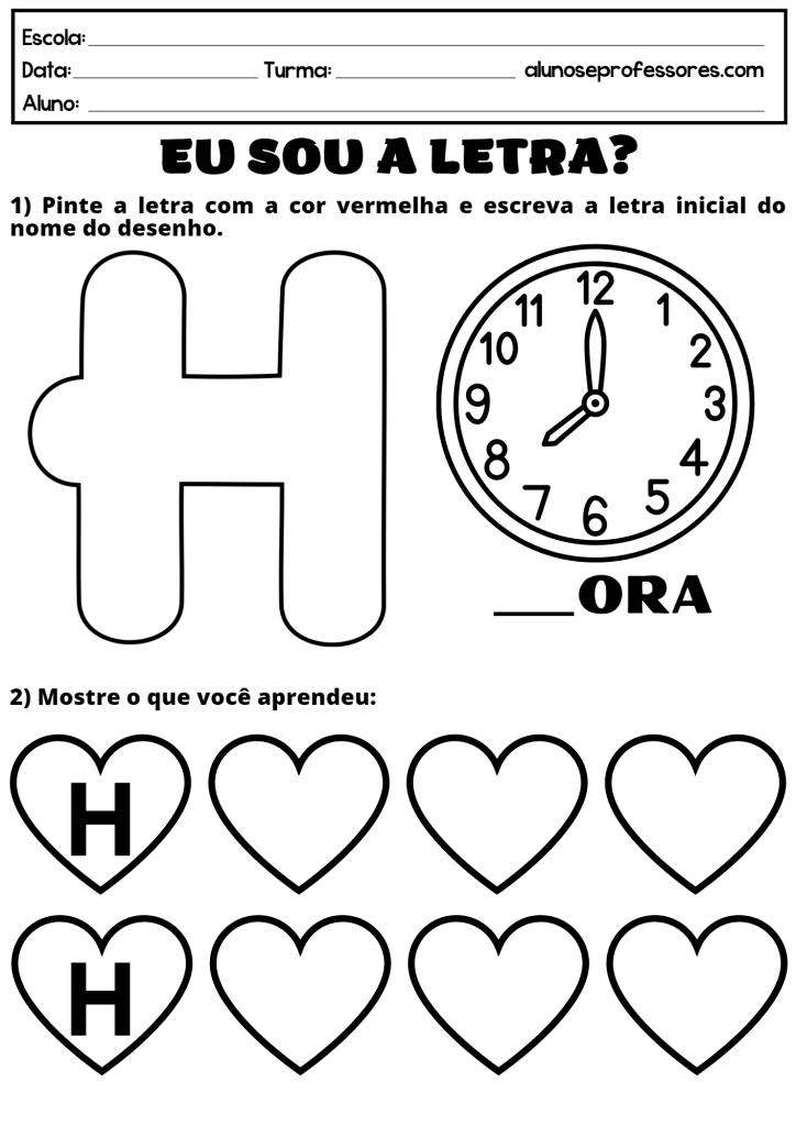atividades com a letra h e suas sílabas