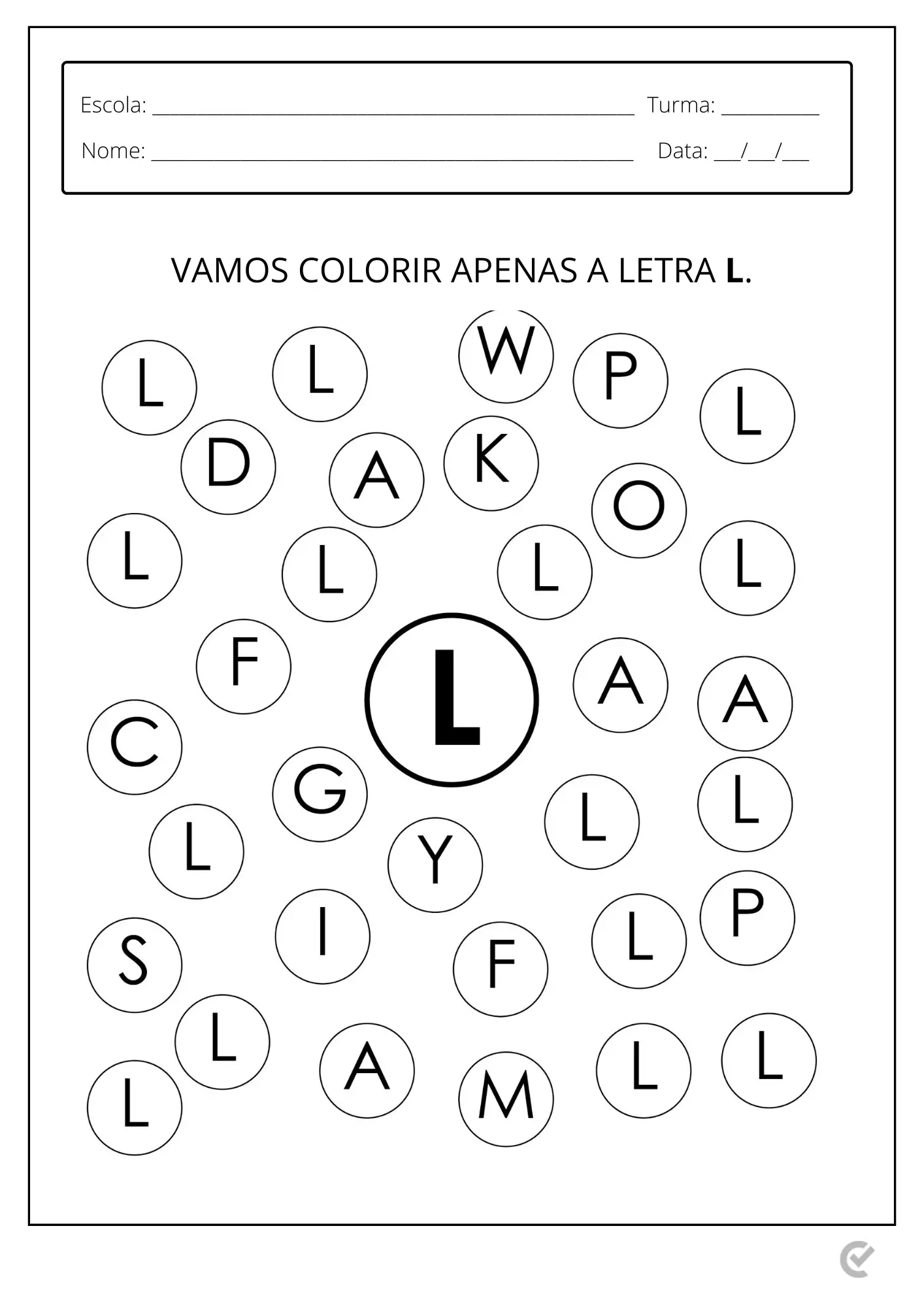 atividade com a letra l para imprimir