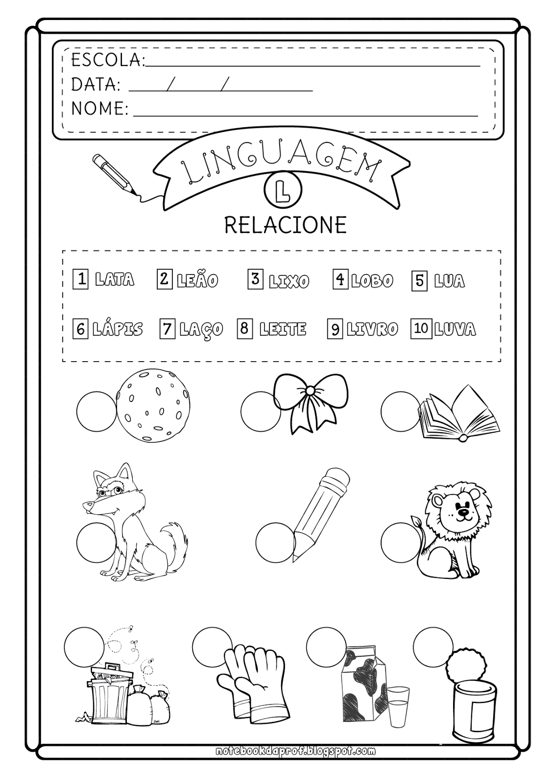 atividade com a letra l para imprimir