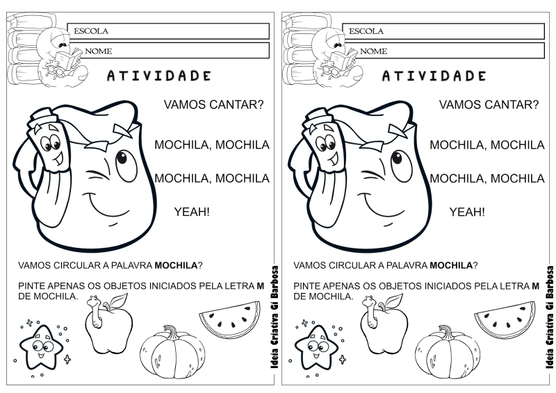 atividade com a letra m 1 ano