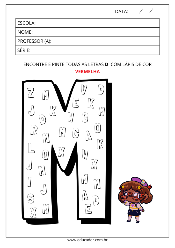 custo material atividades letra m 1 ano