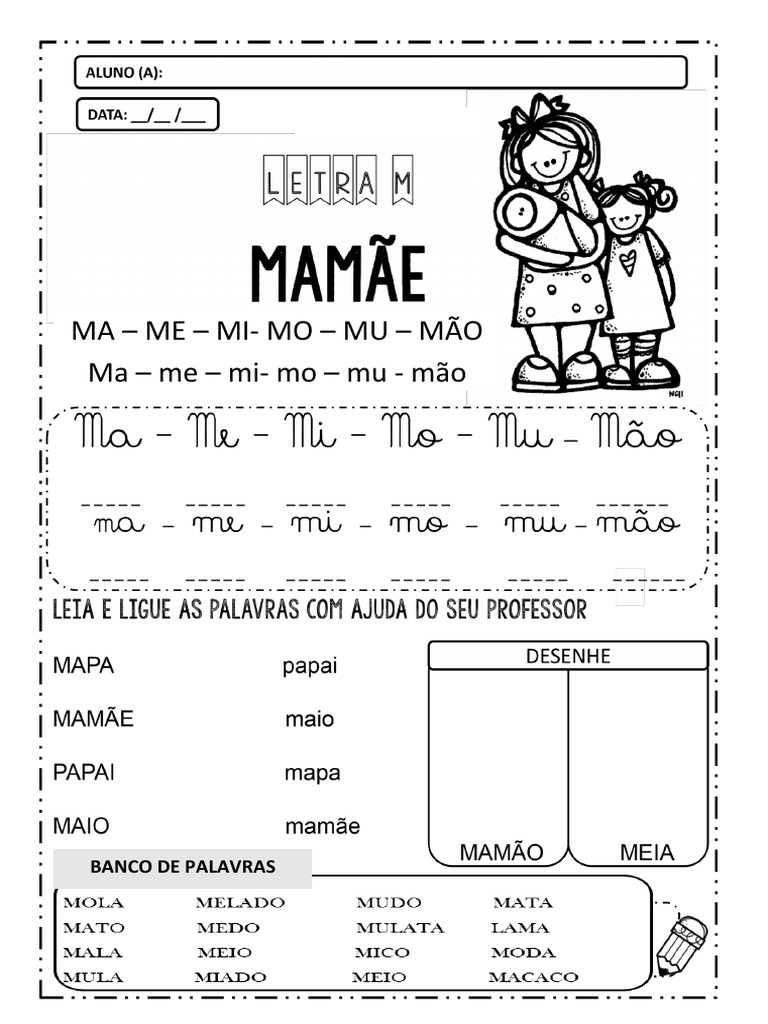 custo material atividades letra m 1 ano