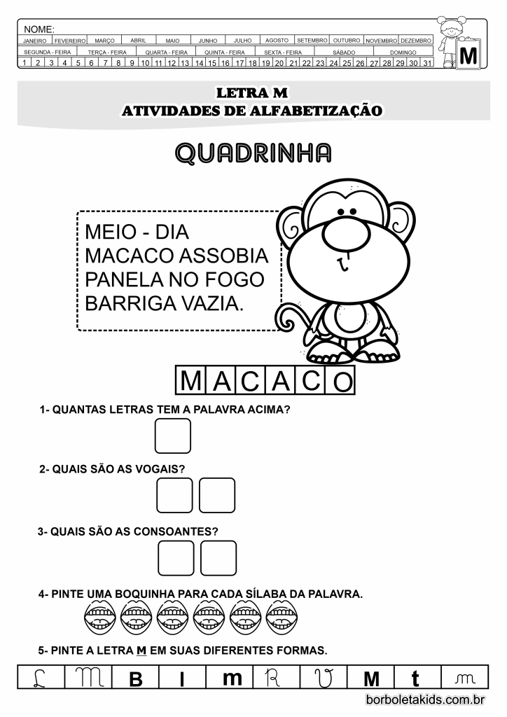 como ensinar o som da letra m para bebês