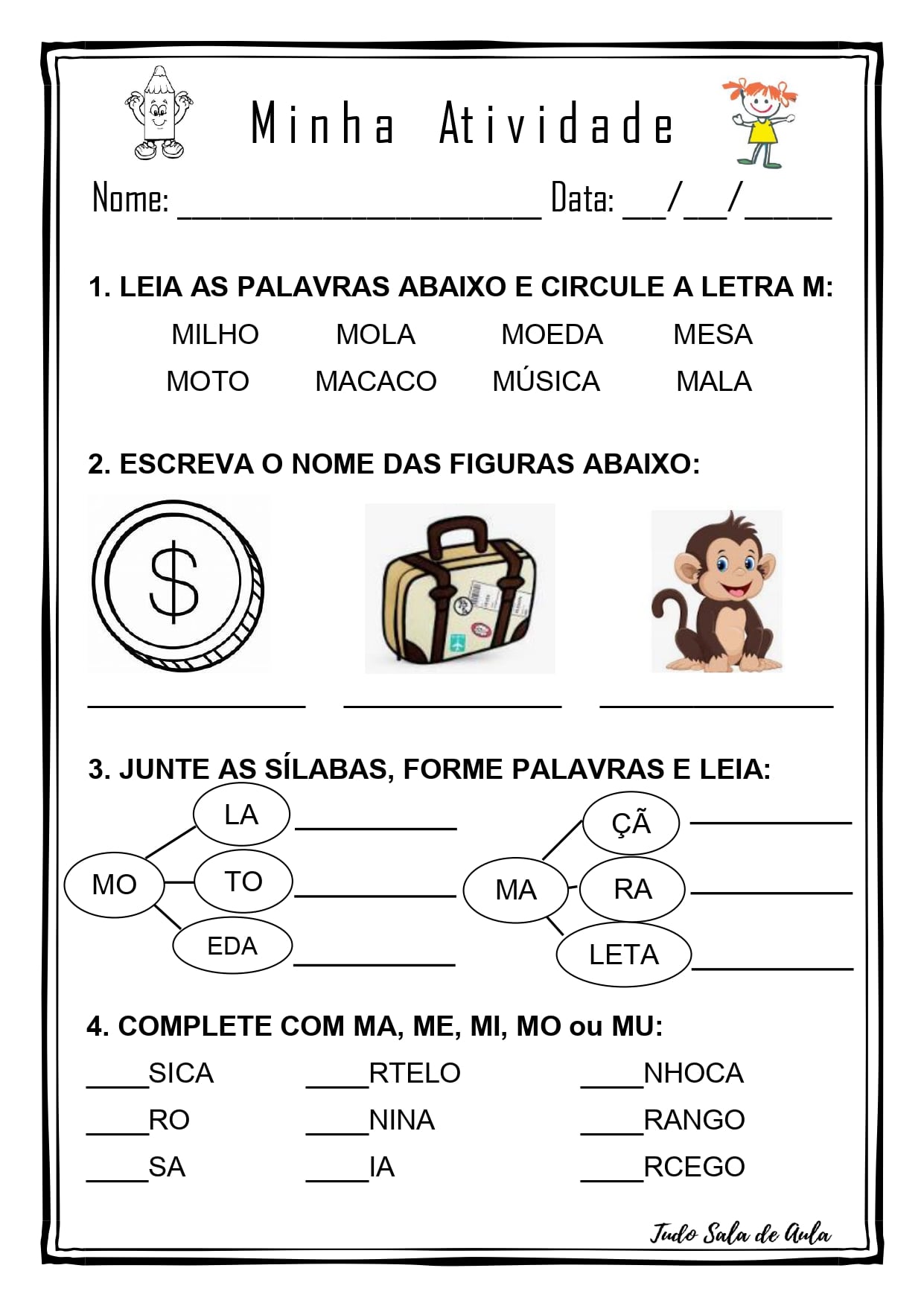 atividades divertidas letra m 1 ano