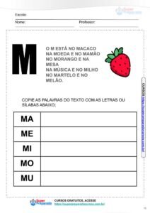 erros comuns ao ensinar letra m para crianças de 1 ano