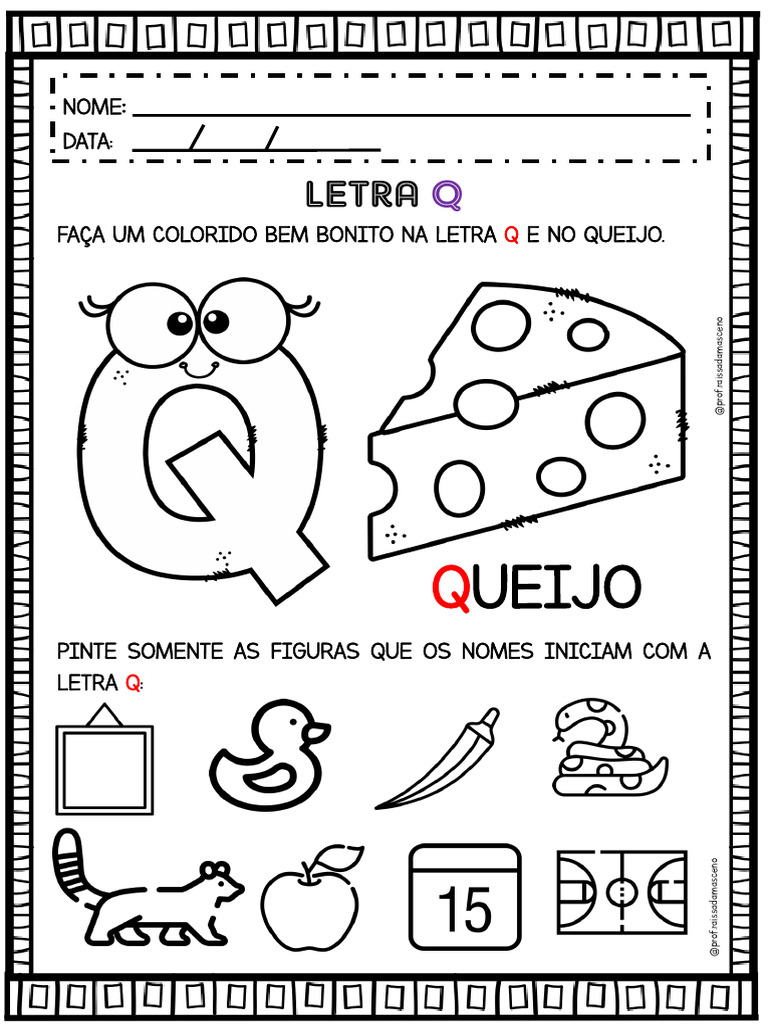 atividades com a letra q para imprimir