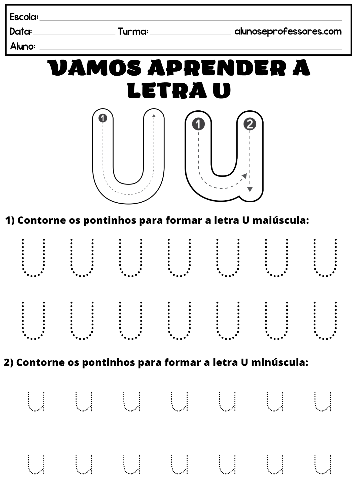 atividades com a letra u para imprimir