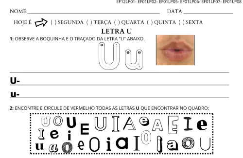 atividades de alfabetização letra u