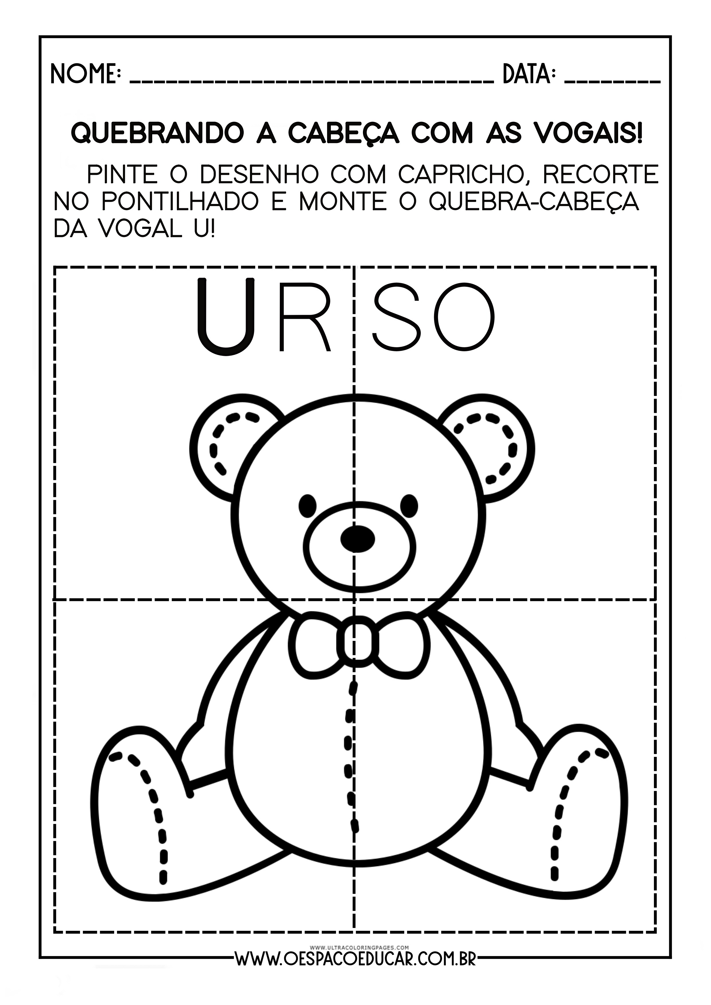 atividades de alfabetização letra u