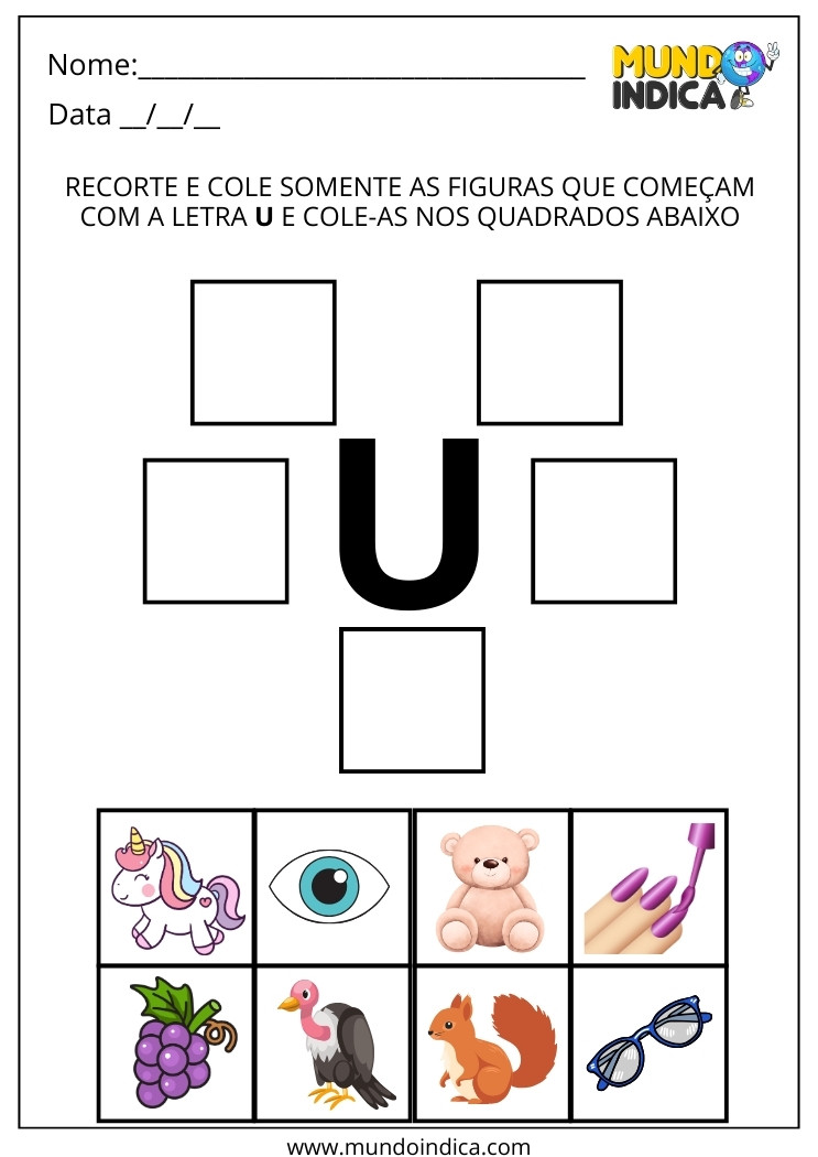 palavras com a letra u para crianças