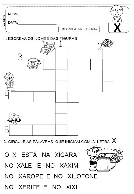 atividade com a letra x