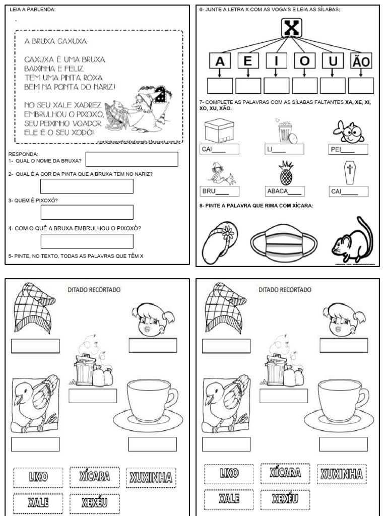 ideias criativas atividades letra x para imprimir