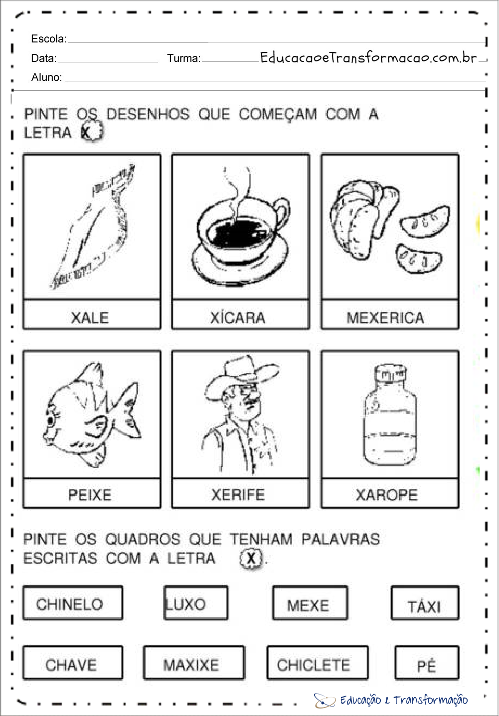 atividades com x vs atividades com ch