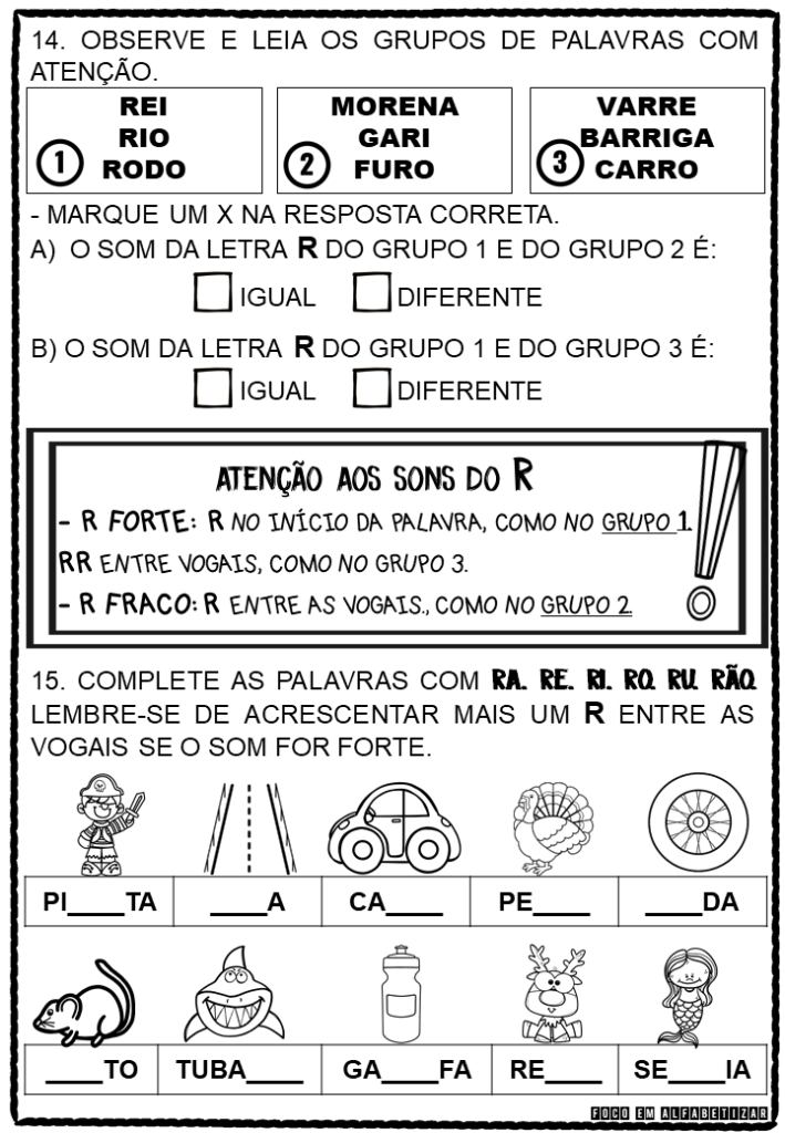 atividades com a letra r para imprimir