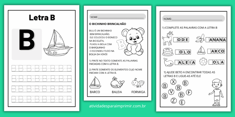 atividades de traçado da letra b maiúscula para imprimir