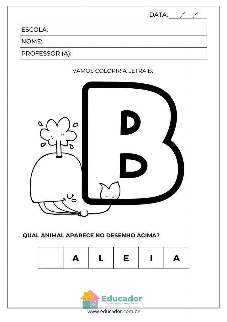 ideias de atividades com a letra b para imprimir