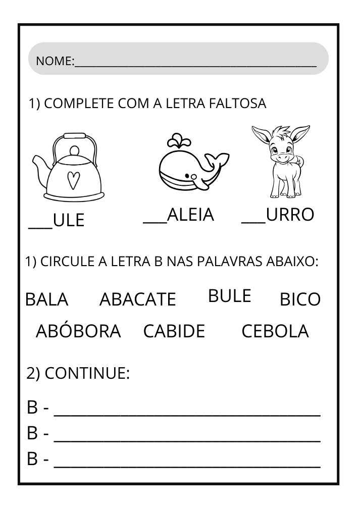 atividades com a letra b vs atividades com a letra c