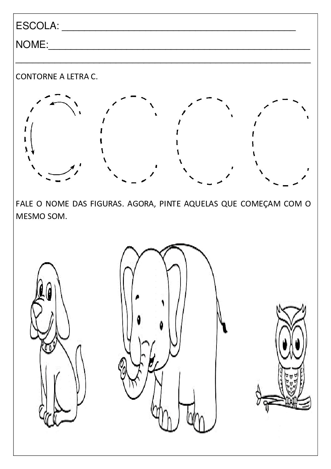 atividades criativas com a letra c para educação infantil