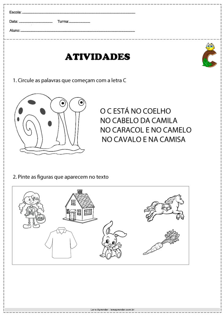 atividades com a letra c vs atividades com a letra d