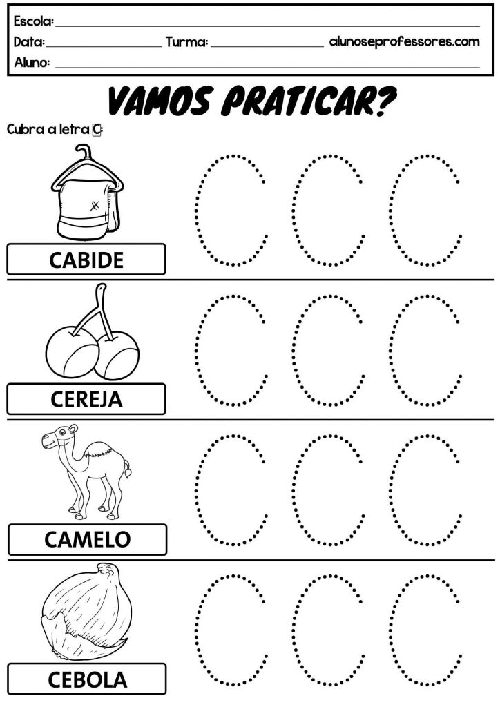 custo de materiais educativos para ensinar a letra c